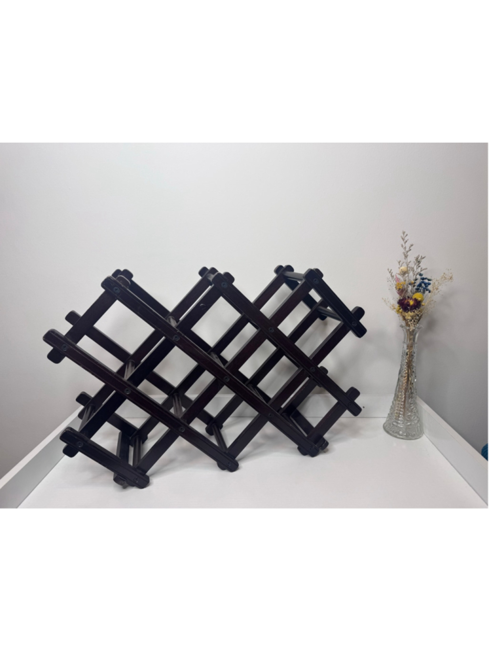 Wooden accordion stile Wine Rack - Brown - One Size